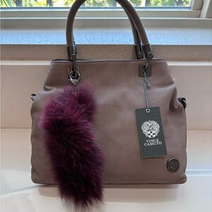 Vince Camuto Taupe Handbag Satchel “Elva” w/ Shoulder Strap. Color Elephant